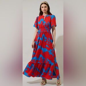 Sugarlips Vianca Floral Valencia Split Neck Maxi Dress